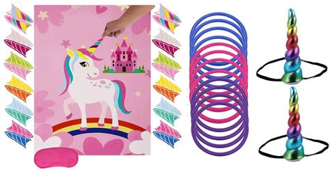 Unicorn Party Game Setunicorn Ring Toss Game Pin The Horn On The