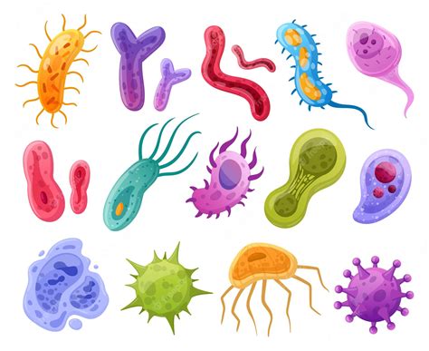 Dessin Animé Virus Bactéries Et Microbes Micro Organismes Germes