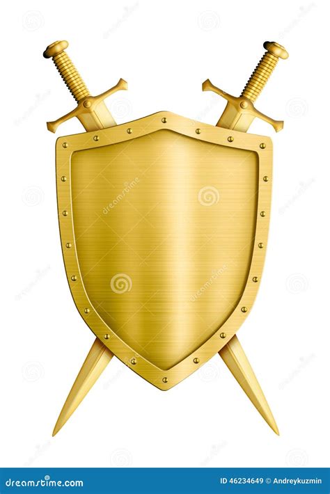 Gold Coat Of Arms Medieval Knight Shield And Stock Illustration