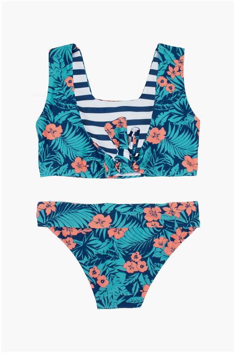 Girls Swimsuit Feather 4 Arrow Island Hopper Reversible Size 4 Left
