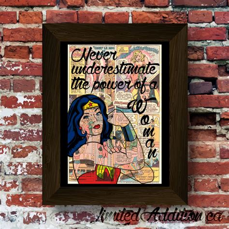 #never underestimate #criminal minds #about me 2k16 #quote #shit my mom says. Wonder Woman Never underestimate the power of a woman quote Upcycled vintage comic book art ...