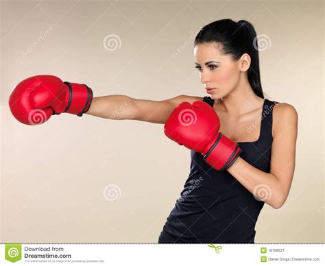 Brunette Boxing Girl Stock Image Image Of Protective 16106521