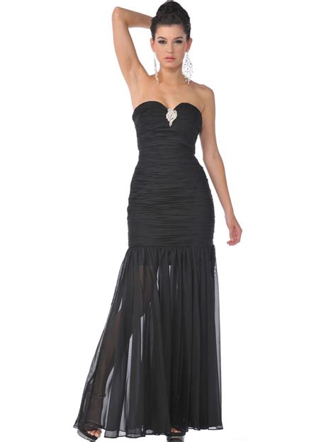 Black Strapless Evening Dress With Rhinestone Decor Sung Boutique La