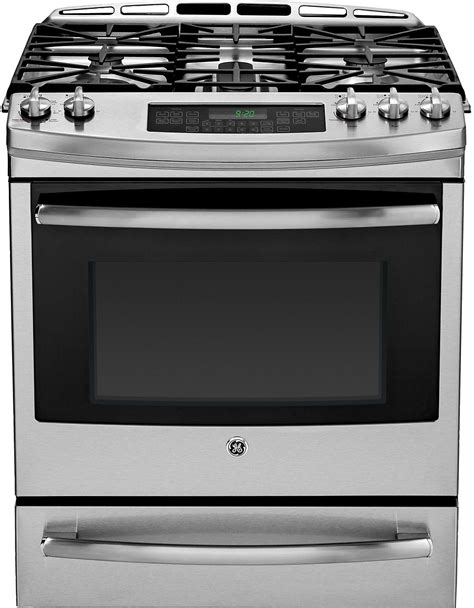 GE Slide In Self Cleaning Dual Fuel Convection Range Stainless Steel The Brick Slide