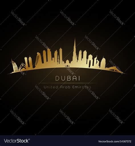 Golden Logo Dubai Uae City Skyline Royalty Free Vector Image