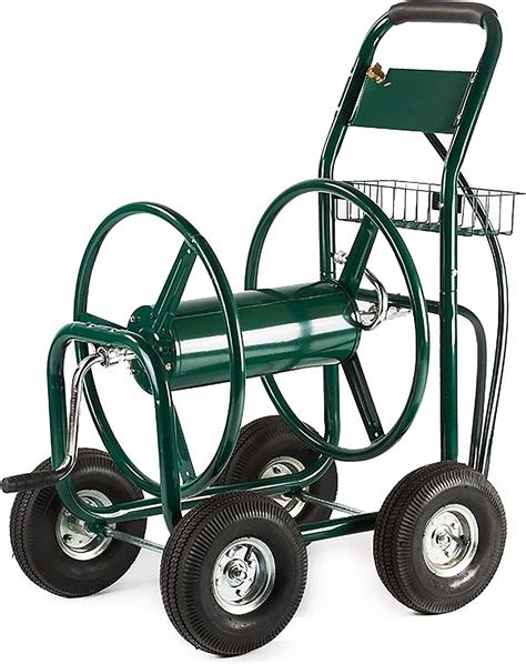 Green Aleko Ghrc400 Heavy Duty Hose Reel Cart Industrial 4 Wheel 400