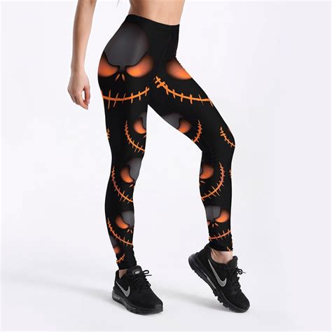 Halloween Arrival Fashion Women Leggings Terrified Pumpkin Face Pattern Printed Legging Mid