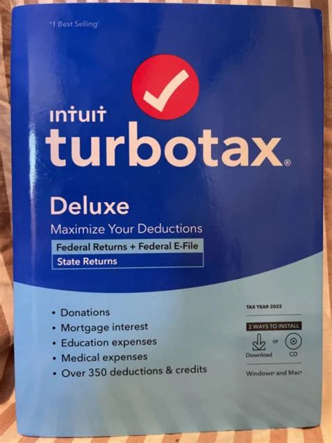 LOT NEW Turbotax Deluxe Federal E File State PC Mac CDs Or