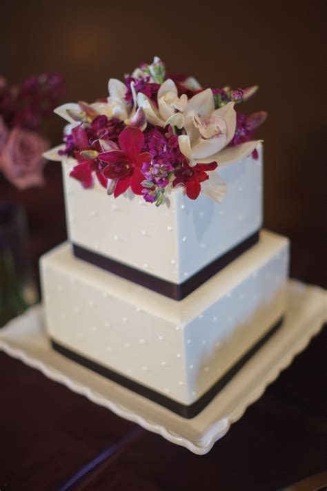 Two Tiered Square Ivory Wedding Cake