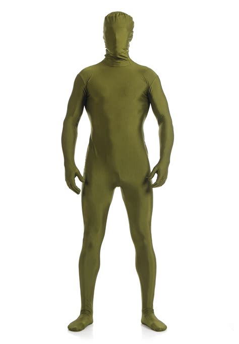 Adult Men Full Body Spandex Lycra Zentai Suit Army Green Tight Suits