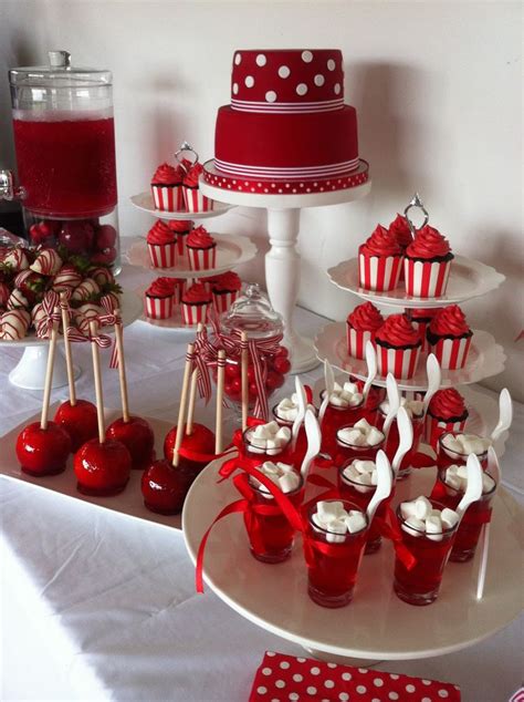 Kelly Warwick Cakes Red And White Desert Table Red Birthday Party Red