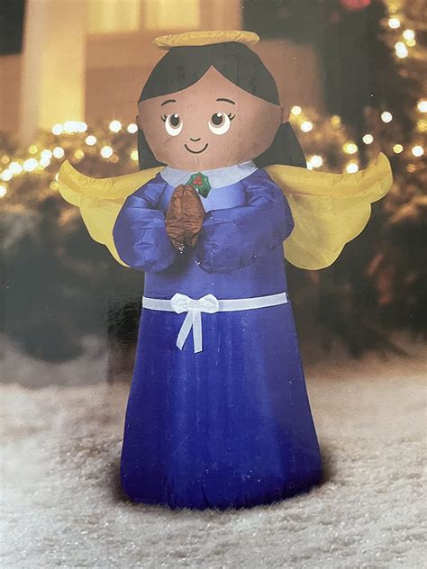 African American Praying Angel Christmas Inflatable By