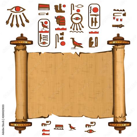 Ancient Egypt Papyrus Scroll With Wooden Rods Cartoon Vector Ancient
