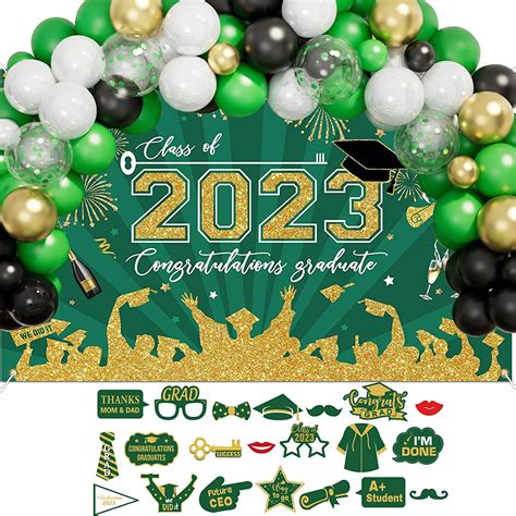 Green And Gold Graduation Party Decorations 2023 Balloon Arch Kit And