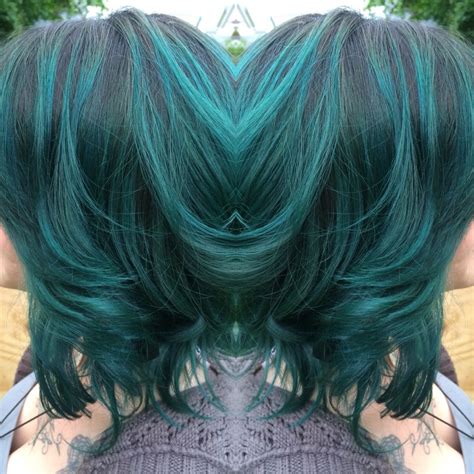Emerald Green Hair Painted Ombre Dip Dye Hair Dyed Hair Emerald