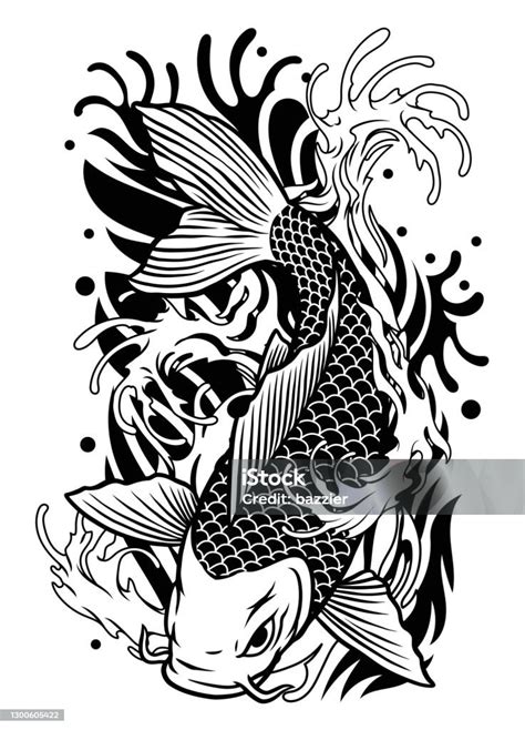 Desain Tato Ikan Koi Dalam Gaya Klasik Jepang Ilustrasi Stok Unduh Gambar Sekarang Ikan Koi