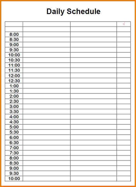 Printable Blank Daily Schedule Loperssp