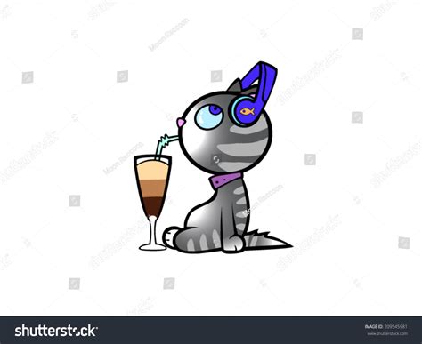 Vector Cartoon Style Illustration Cat In Headphones