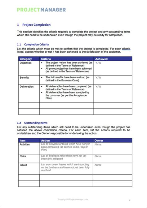 Closure Report Template 6 Templates Example Templates Example