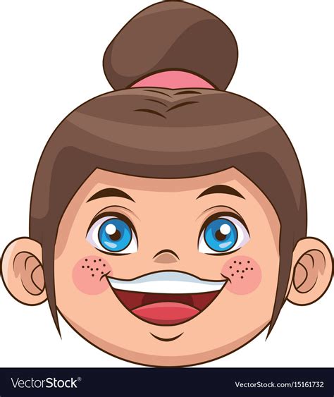 Cute Cartoon Girl Laugh Face Expression Royalty Free Vector