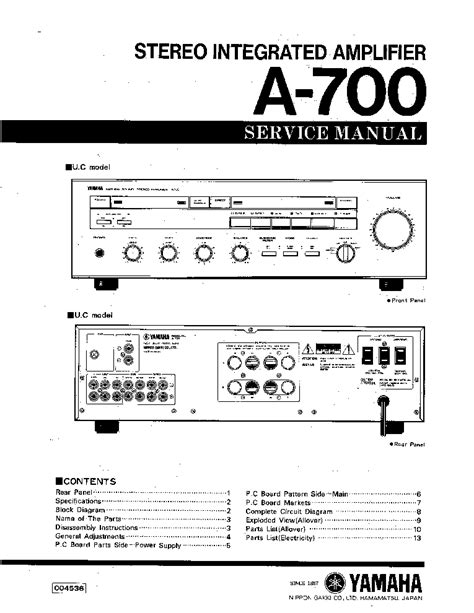 Yamaha A 700 Amplifier Service Manual Download Schematics Eeprom
