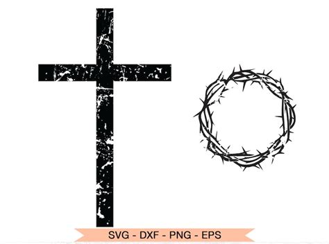 Cross Svg Crown Of Thorns Cross Clipart Jesus Christ Cross Etsy