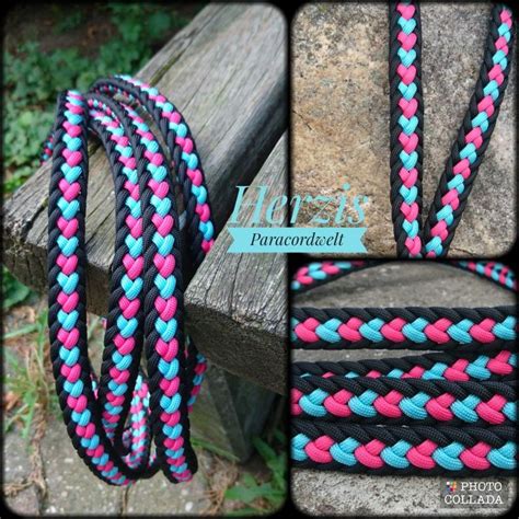 This collar offers owners to be creative with colors while maintaining a sturdy structure and a project price point that won't break the bank. #Hundeleine aus #Paracord in #pink #türkis und #schwarz #kumihimo #geflochten #dogleash #Leine # ...