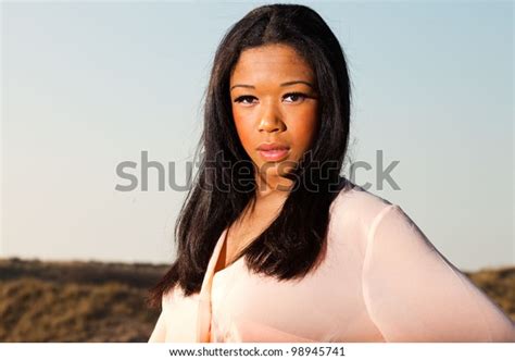 Pretty Young Black Woman Posing Dune Stock Photo 98945741 Shutterstock