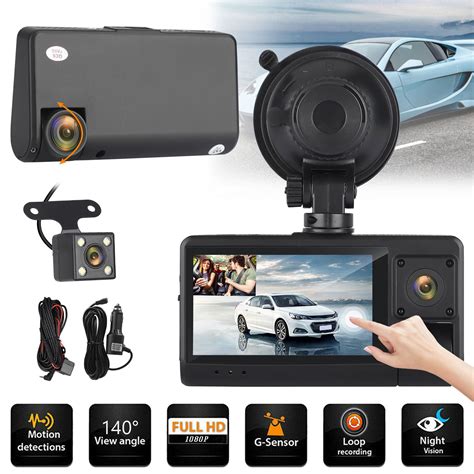 1080p Dual Dash Cam With Inside Cabin Camera Front Inside Rear Cars