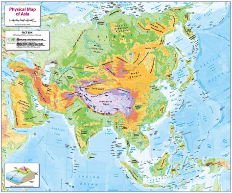 Physical Map Of Asia Cosmographics Ltd