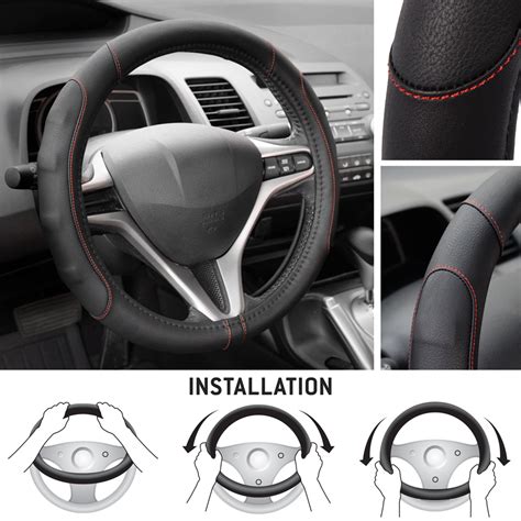 Motor Trend Pu Leather Steering Wheel Cover Fits Honda Civic 2007 2012