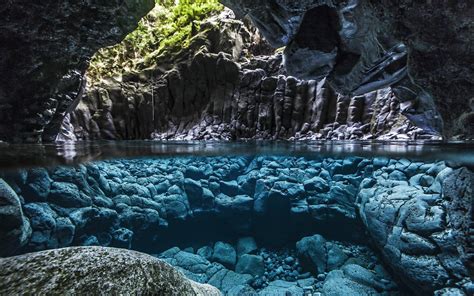 Cavernas Piscina Claro água De Cristal Subaquática Selva Galeria Hd
