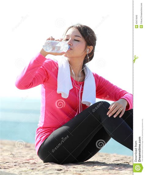 Fitness Woman Drinking Water Stock Photo Image Of