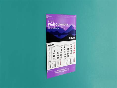 Free Single Panel 3 Month Wall Calendar Mockup Psd Good Mockups