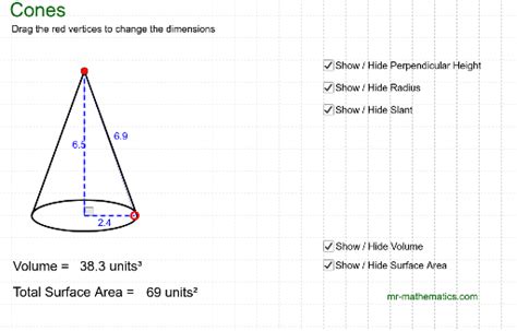 Volume And Surface Area Of A Cone Geogebra