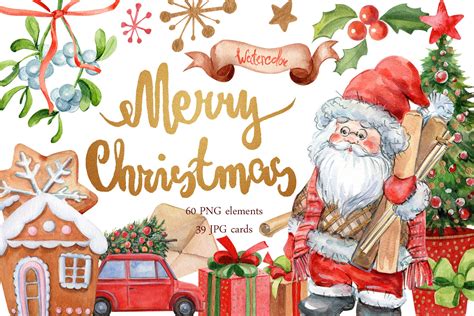 Merry Christmas clipart ~ Illustrations ~ Creative Market