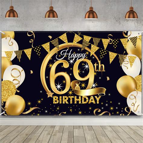 Buy Th Birthday Party Decoration Extra Large Fabric Black Gold Sign