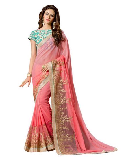 Party Wear Bollywood Sadi Pink Georgette Saree Buy Party Wear
