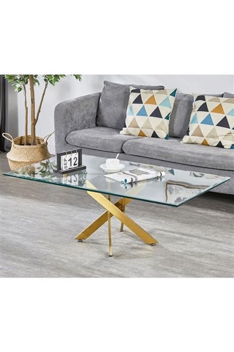 Brushed Gold Leg With Glass Dining Collection Glass Coffee Table