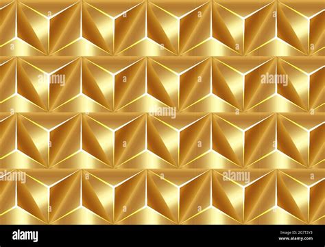 Geometric 3d Seamless Pattern Basic Shapes Golden Background With