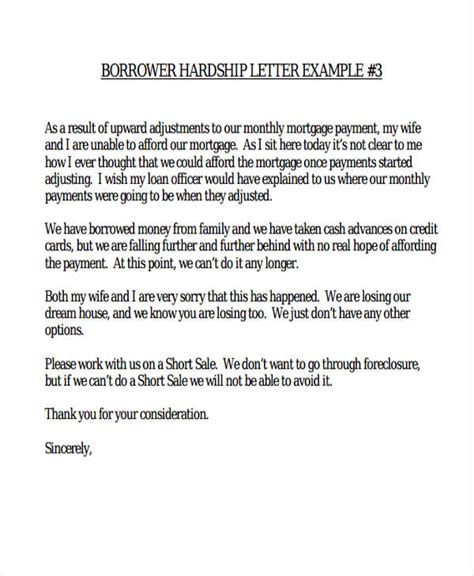 6 Hardship Letter Templates 6 Free Sample Example Format Download