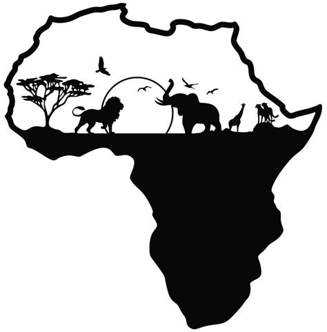Vector silhouettes of many different african animals in profile. Wall sticker Africa silhouette skyline animals | Africa ...