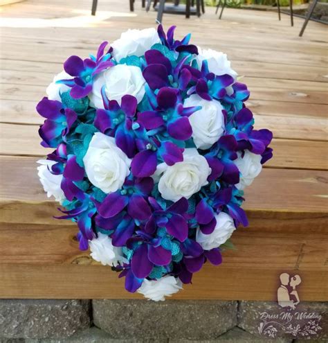 Dress My Wedding Galaxy Orchid Bridal Bouquet With Roses Cascade