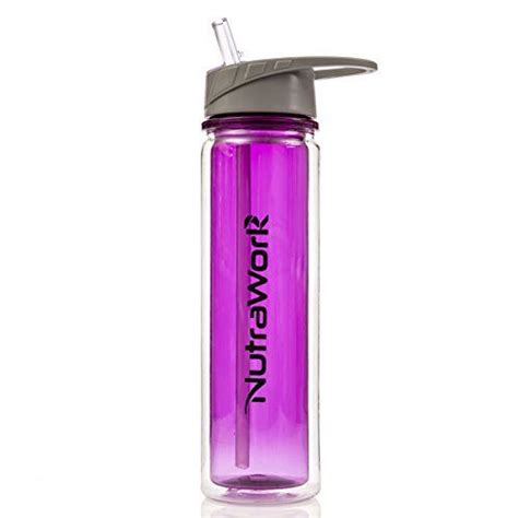 Nutrawork Best Insulated Plastic Water Bottle With Straw Bpa Free Double Wall Vacuum Sealed