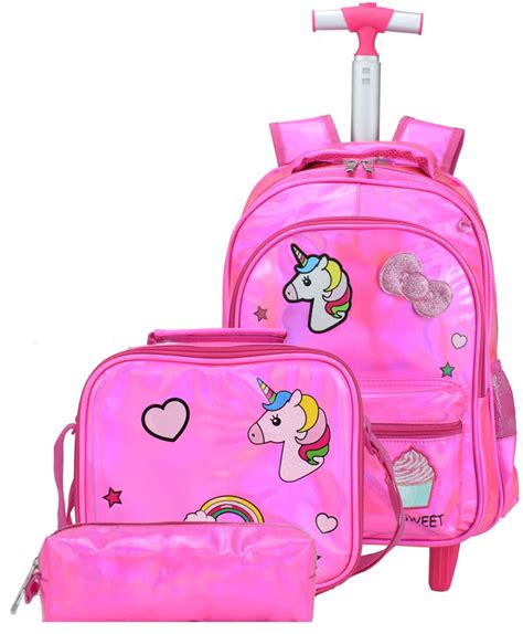 Meetbelify Girls Unicorn Rolling Backpack Wheel Backpacks For Girls For