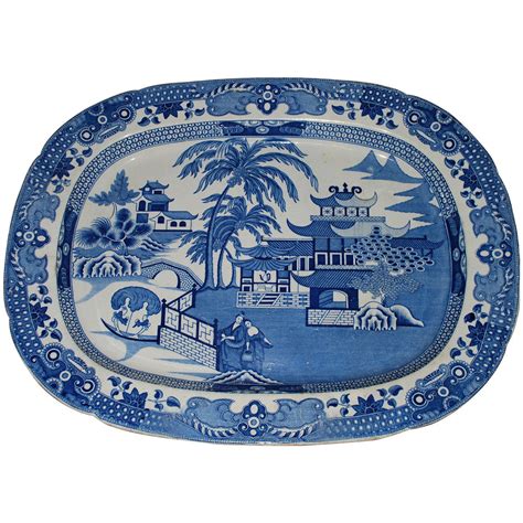 Large Blue And White Chinoiserie Platter At 1stdibs