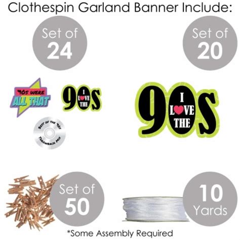 big dot of happiness 90 s throwback 1990s party diy decor clothespin garland banner 44 pc