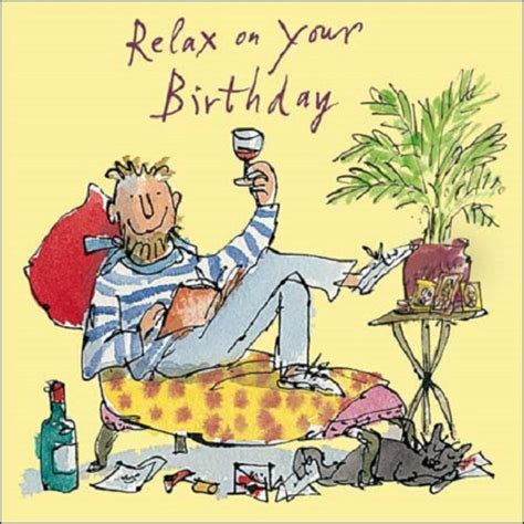 Relax On Your Birthday Yellow Quentin Blake Greeting Card Cards Love Kates