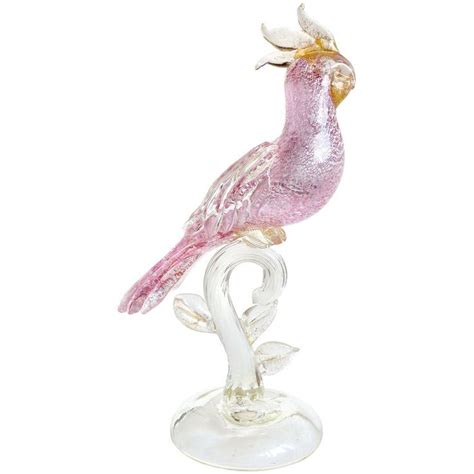 A Ve M Murano Pink Silver Gold Flecks Italian Art Glass Parrot Bird Sculpture Con Im Genes