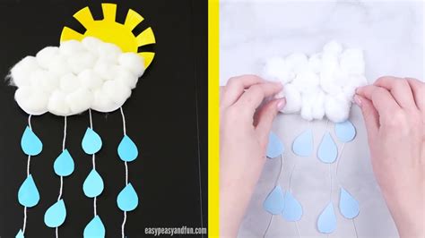 Rain Cloud With Sun Paper Craft For Kids Youtube